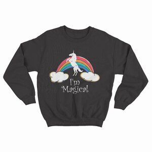I'm Magical Rainbow Unicorn Horse Black Sweater